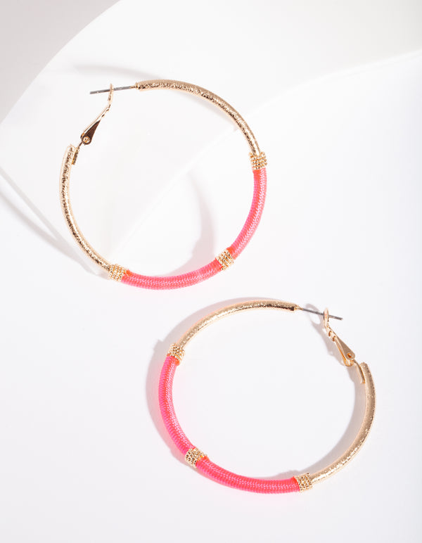 Pink Gold Neon Hoop Earrings