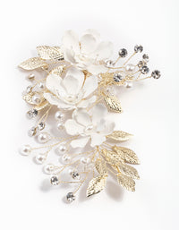 White Flower Crystal Clip - link has visual effect only