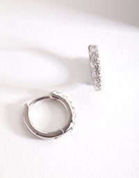 Silver Cubic Zirconia Crystal Huggie Earrings - link has visual effect only