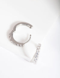 Silver Cubic Zirconia Crystal Huggie Earrings - link has visual effect only