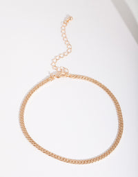 Gold 3mm Herringbone Chain Anklet - link has visual effect only