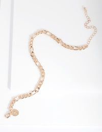 Gold 5mm Figaro Chain Anklet - link has visual effect only