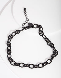 Black Coated Metal Mariner Chain Anklet - link has visual effect only