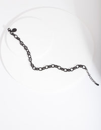 Black Coated Metal Mariner Chain Anklet - link has visual effect only