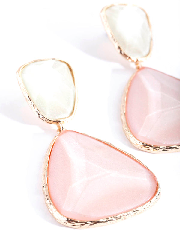 Gold Double Stone Earrings