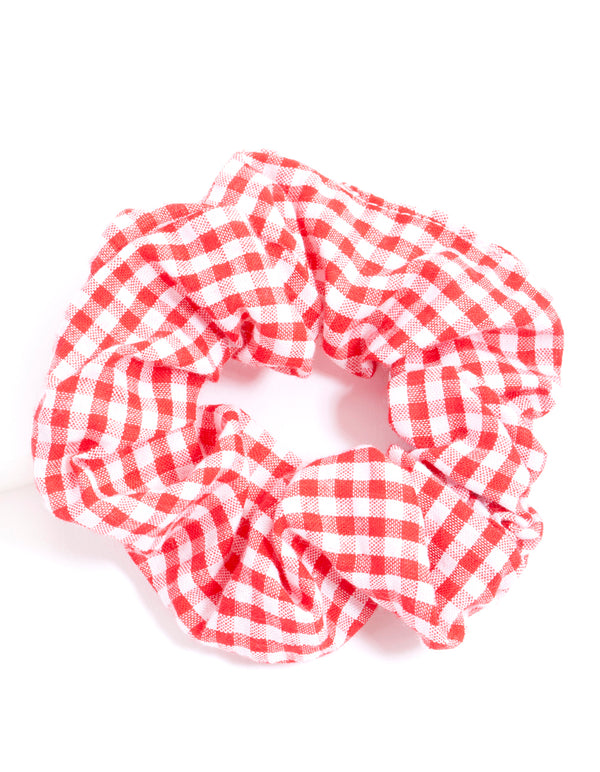 Red White Gingham Scrunchie