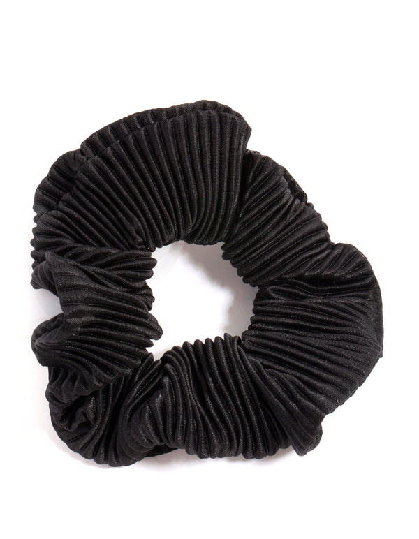 Black Pleated Scrunchie