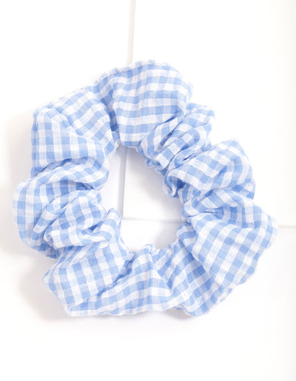 Blue White Gingham Scrunchie