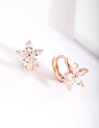 Rose Gold Crystal Flower Huggie Earrings - link has visual effect only