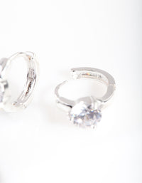 Silver Cubic Zirconia Stone Huggie Earrings - link has visual effect only