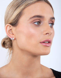 Silver Twister Diamante Huggie Earrings - link has visual effect only