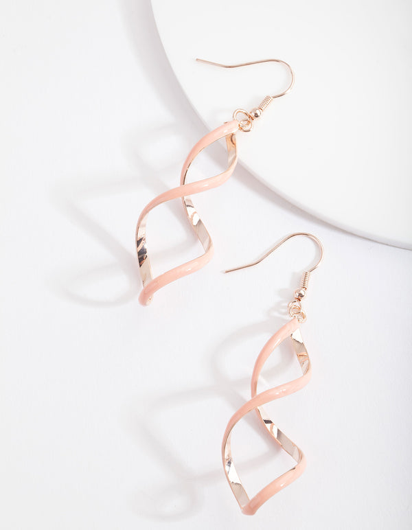 Rose Gold Blush Spiral Earrings