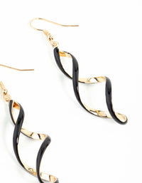 Black Gold Spiral Earrings - link has visual effect only