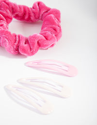 Mixed Pink Scrunchie & Hair Clip 4-Pack - link has visual effect only