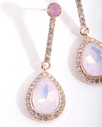 Rose Gold Diamante Teardrop Earrings - link has visual effect only