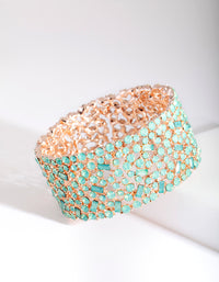 Rose Gold Stone Embellished Stretch Bangle - link has visual effect only