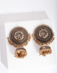 Antique Gold Jhumka Earrings - link has visual effect only