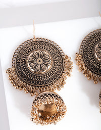 Antique Gold Jhumka Earrings - link has visual effect only