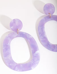 Purple Acrylic Oval Drop Earrings - link has visual effect only