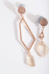 Rose Gold Asymmetric Diamante Drop Earrings - link has visual effect only