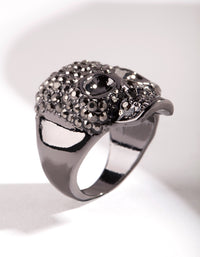 Gunmetal Diamante Skull Ring - link has visual effect only