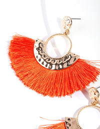 Shiny Gold Circle Fringe Drop Earrings - link has visual effect only