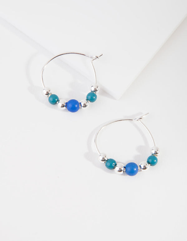 Silver Mini Beaded Hoop Earrings