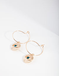 Gold Stone Evil Eye Hoop Earrings - link has visual effect only