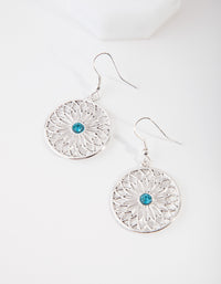 Silver Filigree Flower Disc Drop Earrings - link has visual effect only