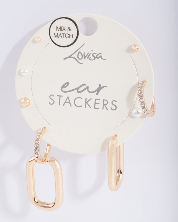 Gold Wear 3 Ways Earring Stack Pack