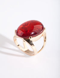 Gold Red Stone Foil Statement Ring - link has visual effect only