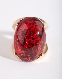 Gold Red Stone Foil Statement Ring - link has visual effect only