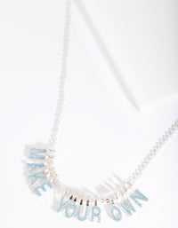 Kids Make Your Own Silver Blue Glitter Necklace - link has visual effect only