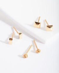 Gold Plated Sterling Silver Geo Stud Earring Pack - link has visual effect only