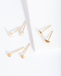 Gold Plated Sterling Silver Geo Stud Earring Pack - link has visual effect only