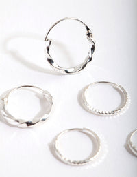 Silver Graduating Textured Hoop Earring Pack - link has visual effect only