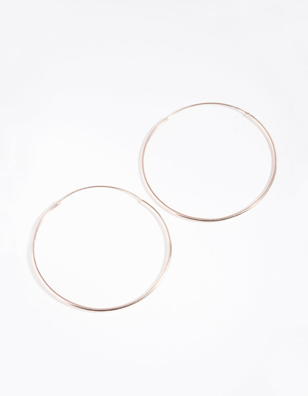 Rose Gold Plated Sterling Silver 40mm Plain Hoop Earrings