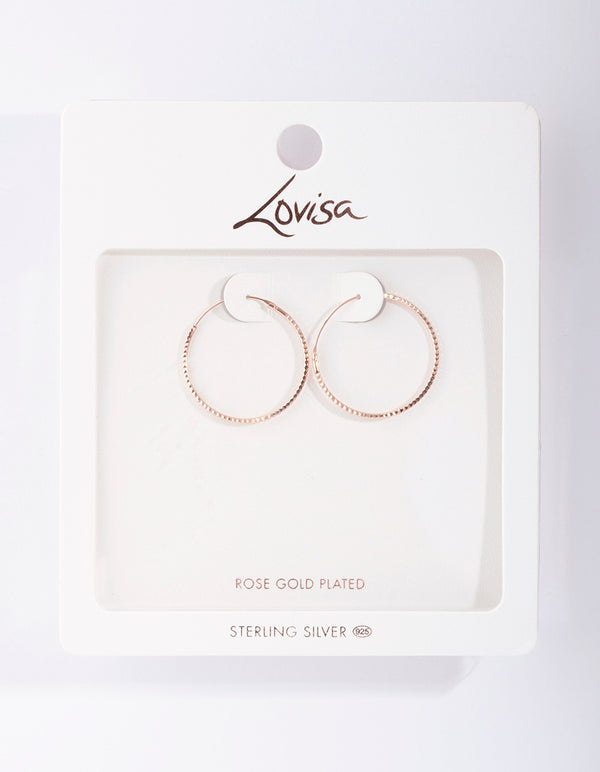 Rose Gold Plated Sterling Silver 25mm Diacut Hoop Earrings