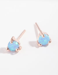 Rose Gold Plated Sterling Silver 3 Claw Opal Stud Earrings - link has visual effect only