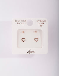 Rose Gold Plated Sterling Silver Ball & Heart Stud Earring Pack - link has visual effect only