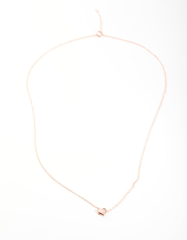 Rose Gold Plated Sterling Silver Micro Heart Necklace