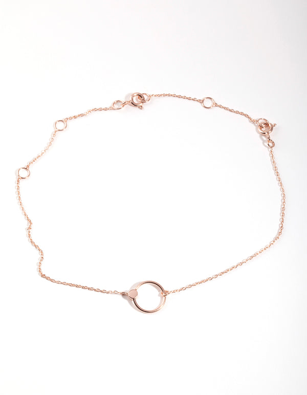 Rose Gold Plated Sterling Silver Open Circle Bracelet/ Anklet