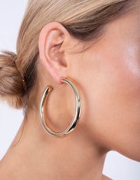 Gold Plated Large Open Hoop Earrings - link has visual effect only