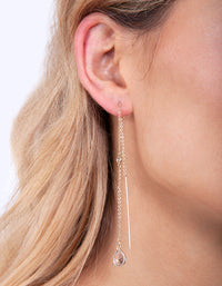 Gold Plated Clear Thread-Through Earrings - link has visual effect only