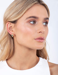 Gold Plated Diamante Starburst Huggie Earrings - link has visual effect only