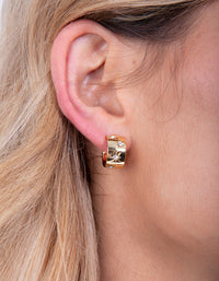 Gold Plated Diamante Starburst Huggie Earrings - link has visual effect only