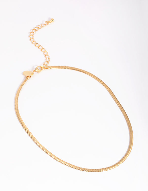 Gold Plated 35cm Flat Snake Necklace