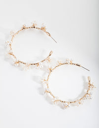 Gold Fine Bead Wrap Hoop Earrings - link has visual effect only