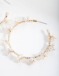 Gold Fine Bead Wrap Hoop Earrings - link has visual effect only