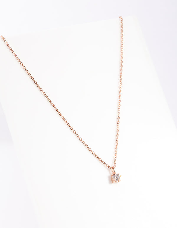 Rose Gold Plated Sterling Silver Cubic Zirconia Baby Carat Necklace